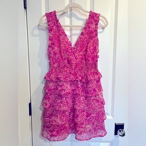 NWOT Two Cumberland Barbie Pink Ruffled Mini Dress with Low Back Sz S